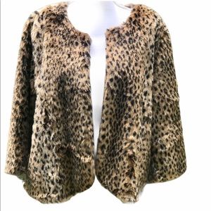 🆕 NY Collection Leopard Faux Fur Bolero Jacket XL